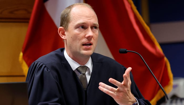 Fulton County Superior Judge Scott McAfee presides over the court on March 1, 2024 in Atlanta, Georgia.  – Reuters