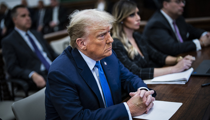 Former US President Donald Trump prepares to testify during his trial at the New York State Supreme Court in New York on November 6, 2023. – APF