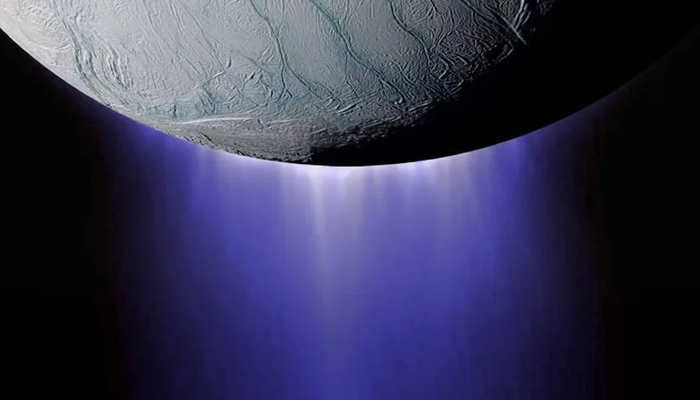 This image shows water plumes coming out of Saturn’s moon Enceladus. — Nasa