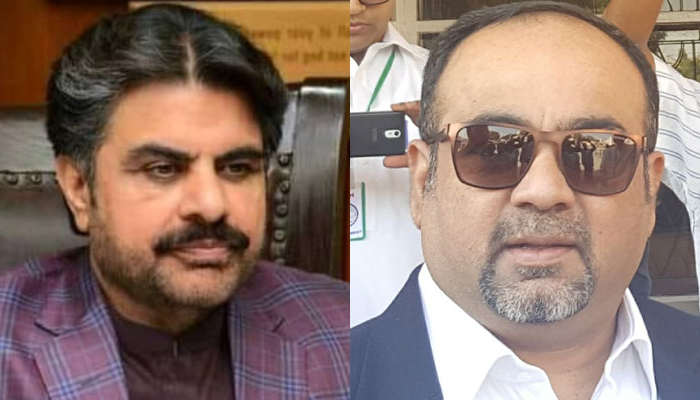 Sindh Minister for Department of Energy, Planning and Development Nasir Hussain Shah (left) and MQM-P leader Khawaja Izharul Hassan. — Facebook/File