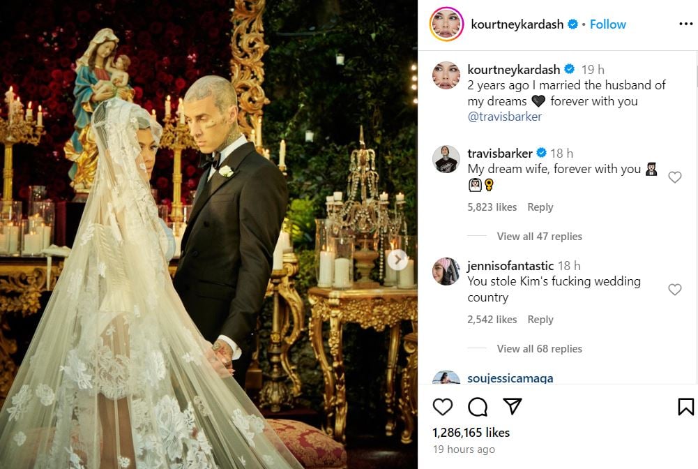 Kourtney Kardashian celebrates husband of my dreams on wedding anniversary