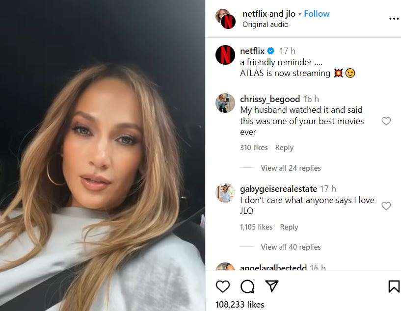 Jennifer Lopez visits Netflix Billboard post Atlas premiere