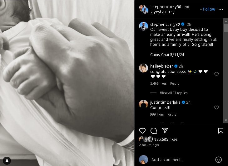 Stephen and Ayesha Curry celebrate the arrival of their fourth child