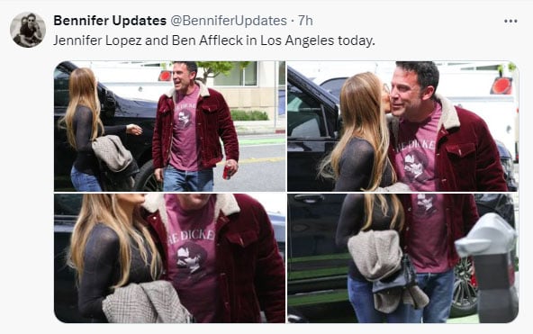 Ben Affleck ‘forcefully smiles as Jennifer Lopez kisses him on cheek