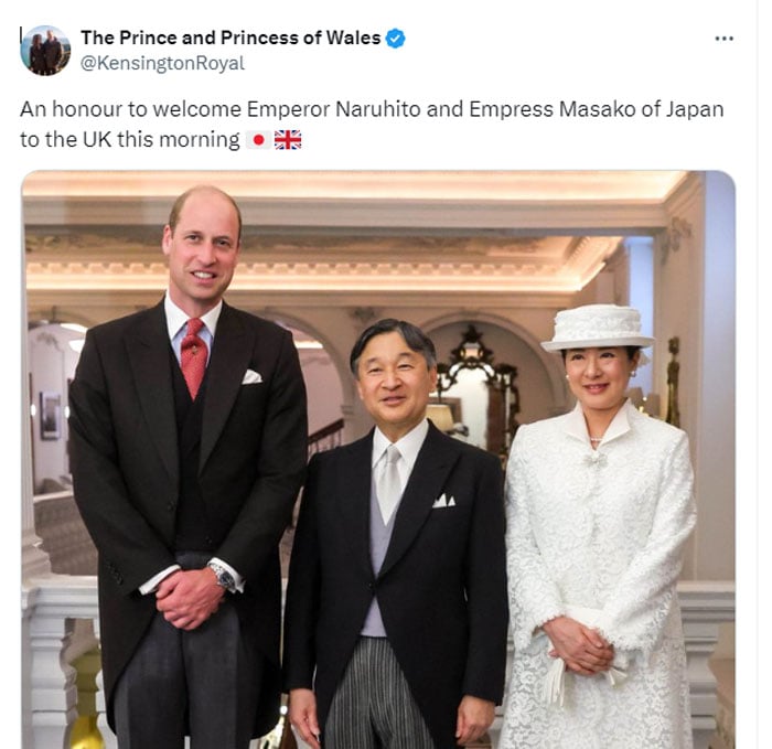 Prince William feels honoured to welcome Japanese royals to UK