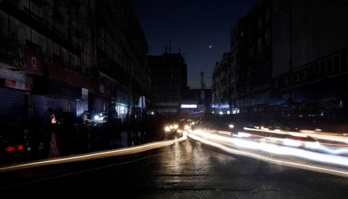 Cars on the streets amid power outage in Karachi in this undated image. — Reuters