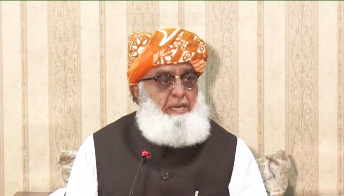 Jamiat Ulema-e-Islam-Fazl (JUI-F) chief Maulana Fazlur Rehman speaks during a press conference in Islamabad on June 30, 2024. — Screengrab/GeoNews