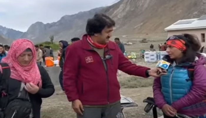 Pakistans mountaineer Samina Baig speaks to Geo News. — YouTube screengrab/Geo News Live