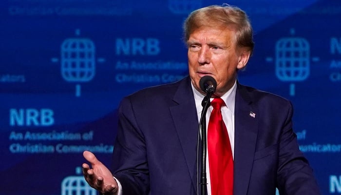 Former US President and Republican presidential candidate Donald Trump addresses the 2024 National Religious Broadcasters Association International Christian Media Convention, as part of the NRB Presidential Forum in Nashville, Tennessee, February 22, 2024. — Reuters