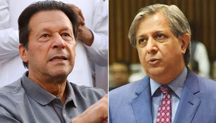 Former prime minister Imran Khan (left) and Law Minister Azam Nazeer Tarar. — AFP/APP/File