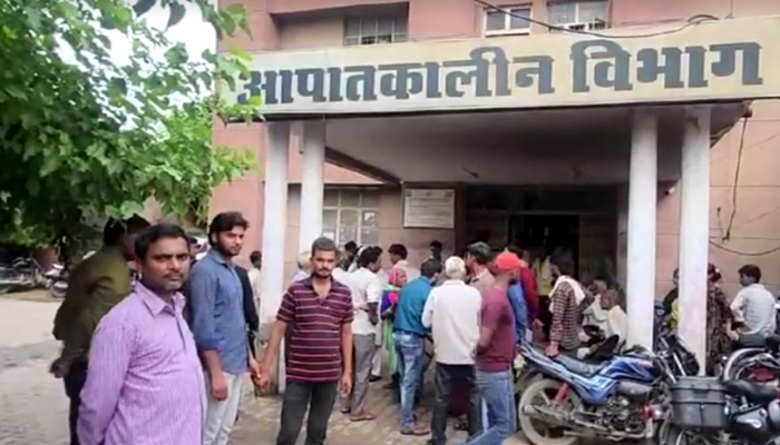 Crowd gathers outside emergency department at Etah hospital after stampede killed dozens during a religious gathering in India’s Hathras district on July 2, 2024. — Screengrab via Reuters