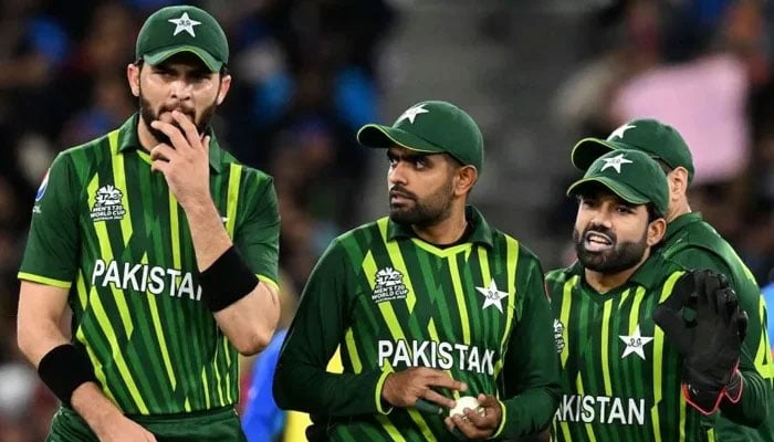 (From left to right) Pakistans Shaheen Shah Afridi, Babar Azam and Mohammad Rizwan. — AFP/File