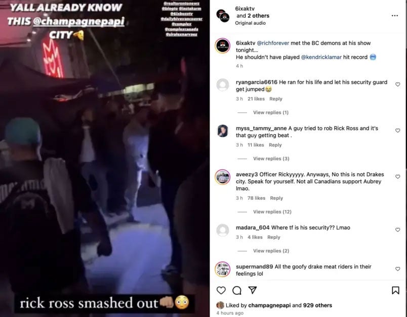 50 Cent shames Rick Ross after brawl with Drake fans