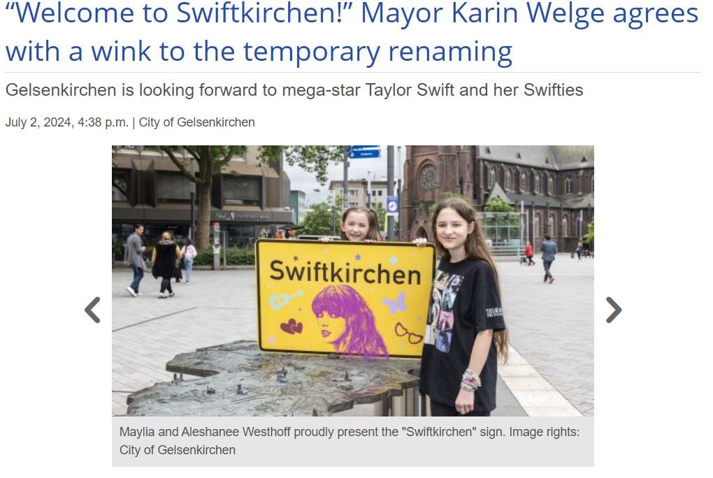Taylor Swift influence changes name of a city in Germany?