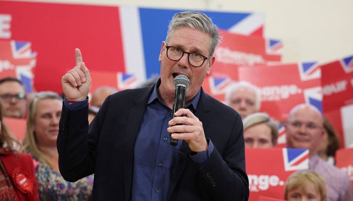 Labour Party leader Keir Starmer speaks at a Labour general election campaign event, in Redditch, Britain July 3, 2024. — Reuters