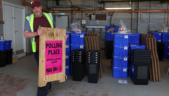 A worker prepares to deliver election ballot boxes in Edinburgh, Scotland, Britain July 3, 2024. — Reuters