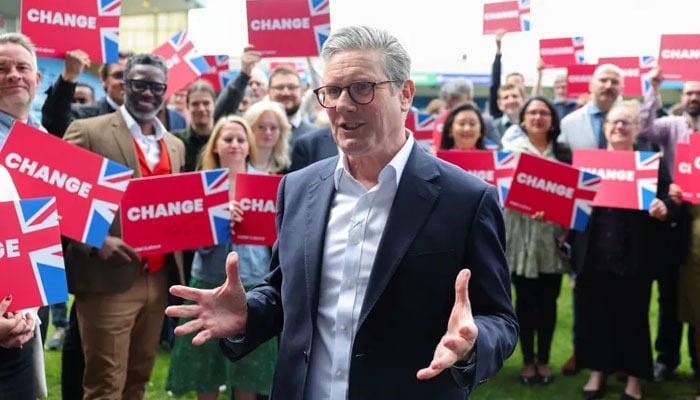 British Labour Party leader Keir Starmer attends a Labour general election campaign event at Priestfield Stadium, in Gillingham, southeast Britain, on May 23, 2024. — Reuters