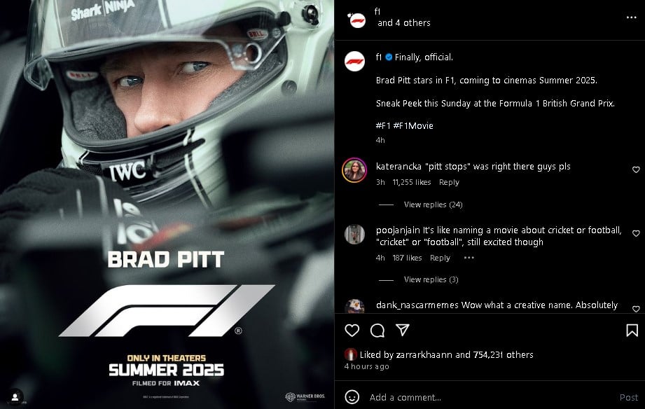 Brad Pitts highly anticipated Formula 1 movie receive release date