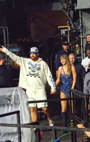 Travis Kelce hypes up Amsterdams Eras crowd as he exits with Taylor Swift