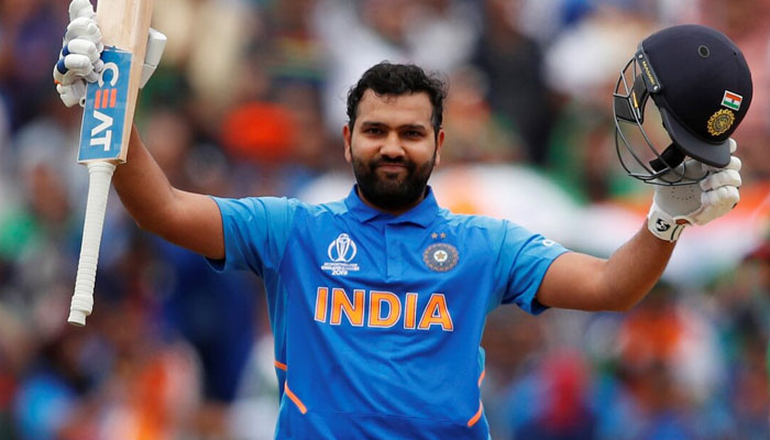 Indias Rohit Sharma celebrates his century against Bangladesh during the ICC 2019 World Cup at Edgbaston, Birmingham, Britain on July 2, 2019. — Reuters