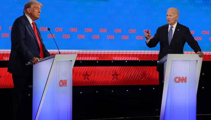 Former US president Donald Trump (left) and President Joe Biden during a presidential debate in Atlanta, Georgia, US, June 27, 2024. — Reuters