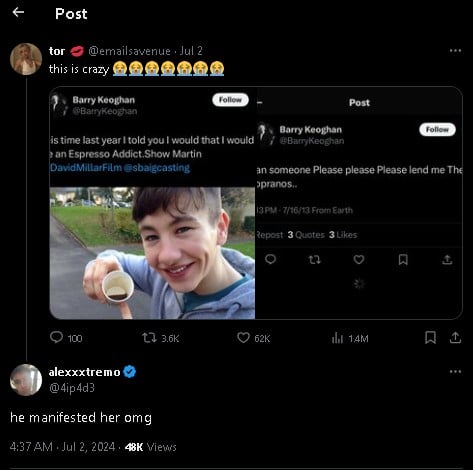 Fans uncovered old tweets from Barry Keoghan that hints at Sabrina Carpenter hits