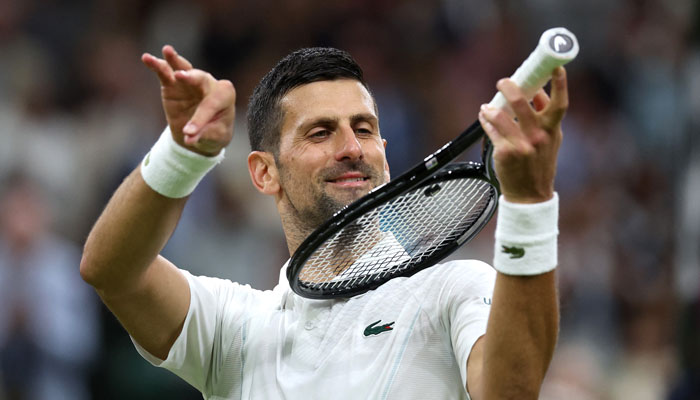 Serbias Novak Djokovic celebrates after winning his fourth round match against Denmarks Holger Rune. — Reuters