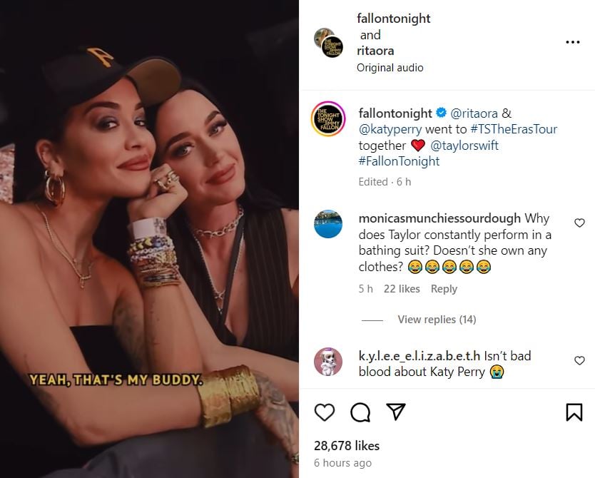 Rita Ora reminisces attending Eras Tour with Katy Perry