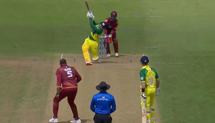 The screengrab shows a glimpse of the match between Australia and West Indies on July 10, 2024. — Geo Super