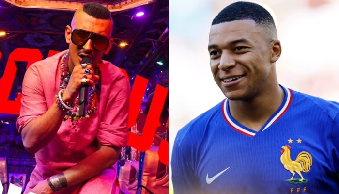 This combination of images shows Pakistani rapper and songwriter Faris Shafi (left) and Frnech football star Kylian Mbappe. — Instagram/@farishafi, Reuters/File