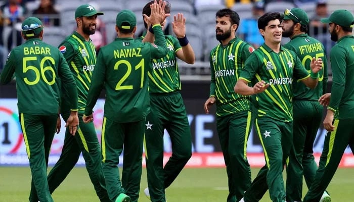 Pakistan team players seen celebrating during a match in this undated image. — ICC/File