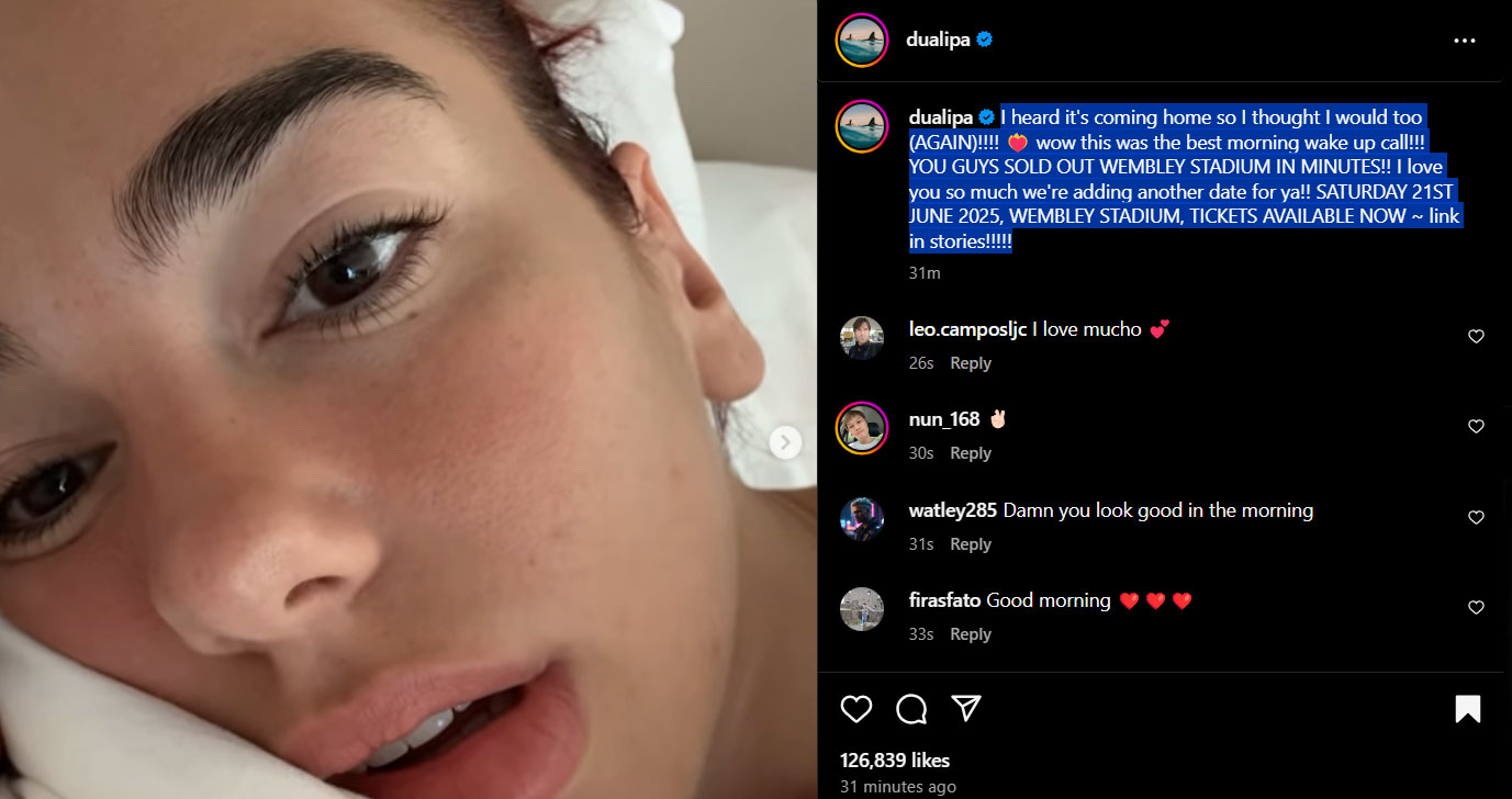 Dua Lipa over the moon about fans reaction to her big concert
