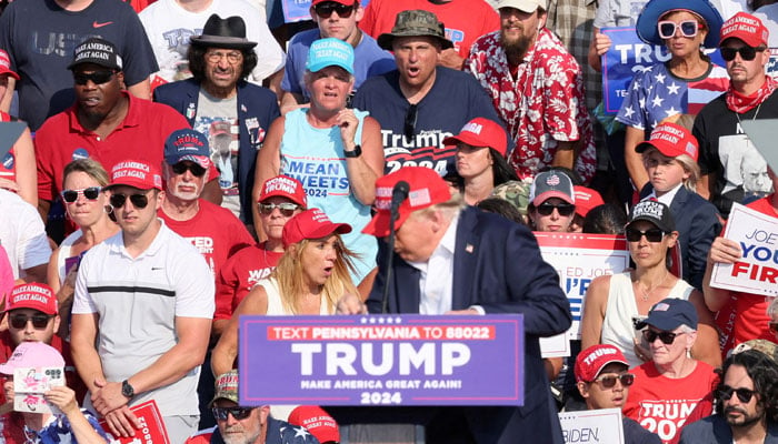 Republican presidential candidate and former U.S. President Donald Trump reacts after gunfire rang out during a campaign rally at the Butler Farm Show in Butler, Pennsylvania, U.S., July 13, 2024. — Reuters