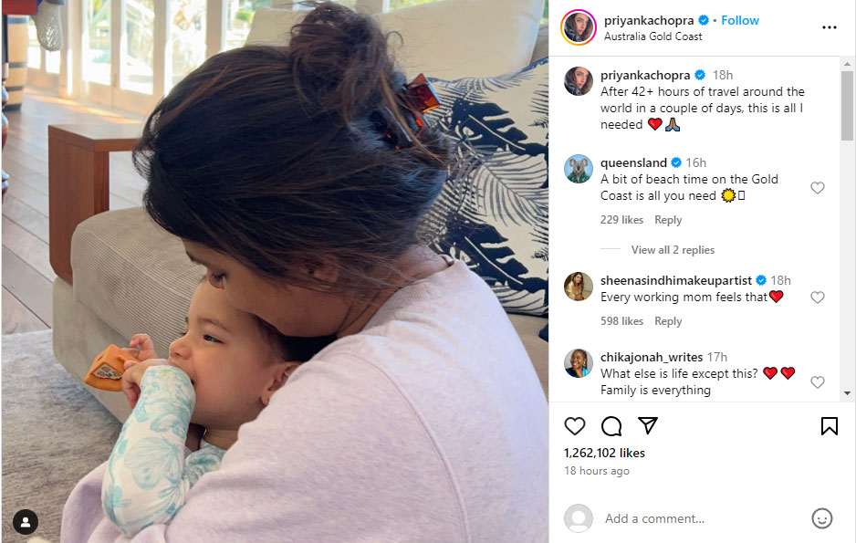 Priyanka Chopra Jonas shares a heartwarming post with her daughter Malti