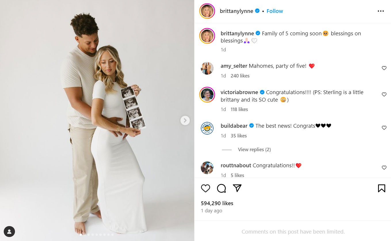 Brittany Mahomes gets her toddlers cuddles during third pregnancy