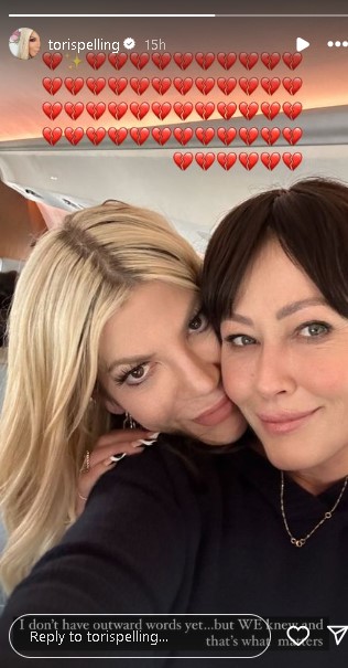 Tori Spelling mourns the death of her Beverly Hills, 90210 co-star Shannen Doherty