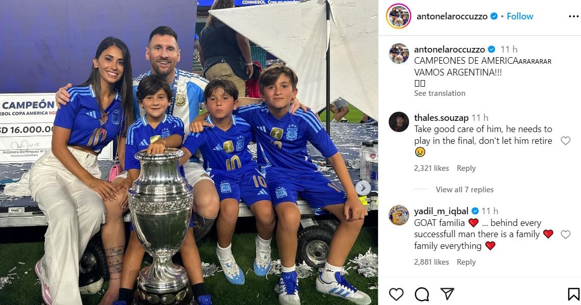 Lionel Messi celebrates historic Copa America win by Argentina