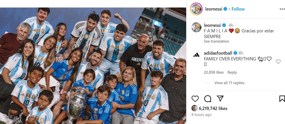 Lionel Messi celebrates historic Copa America win by Argentina