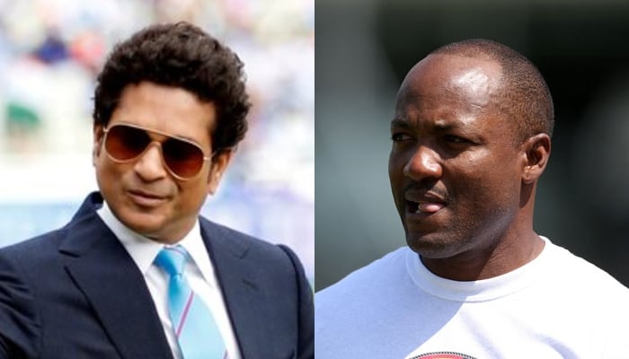 Indias former player Sachin Tendulkar (left) and West Indies player Brian Lara. — Reuters/Files