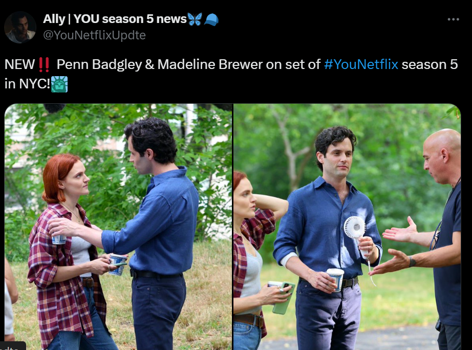 Penn Badgley, Madeline Brewer look loved up filming ‘You season five: See pics