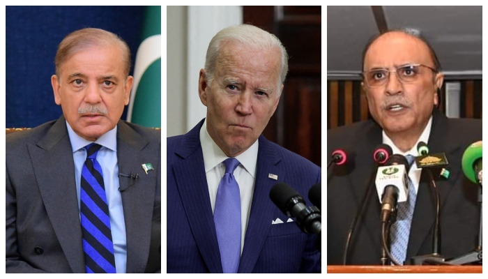 (Left to right) Prime Minister Shehbaz Sharif, United States President Joe Biden, and President Asif Ali Zardari. — Reuters/X/File