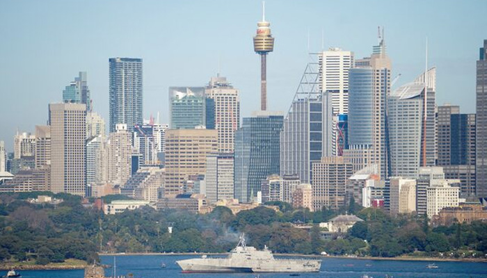 The Independence-variant littoral combat ship USS Canberra (LCS 30) arrives in Sydney, ahead of its commissioning ceremony on July 22, Sydney, Australia, July 18, 2023. — Reuters