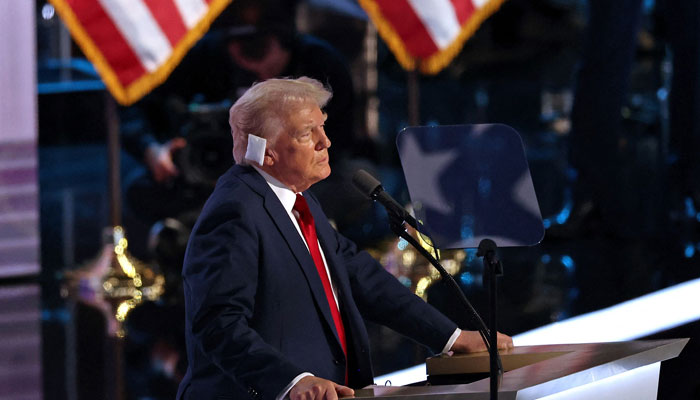 Former US President and 2024 Republican presidential candidate Donald Trump accepts his partys nomination on the last day of the 2024 Republican National Convention at the Fiserv Forum in Milwaukee, Wisconsin, on July 18, 2024. — AFP