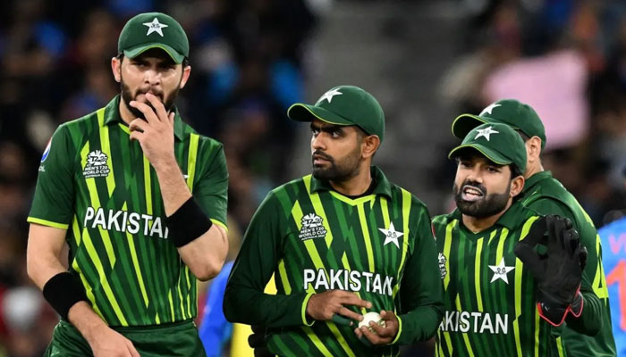 Pakistans pacer Shaheen Shah Afridi (left), skipper Babar Azam (centre) and wicketkeeper-batter Mohammad Rizwan. — AFP/File