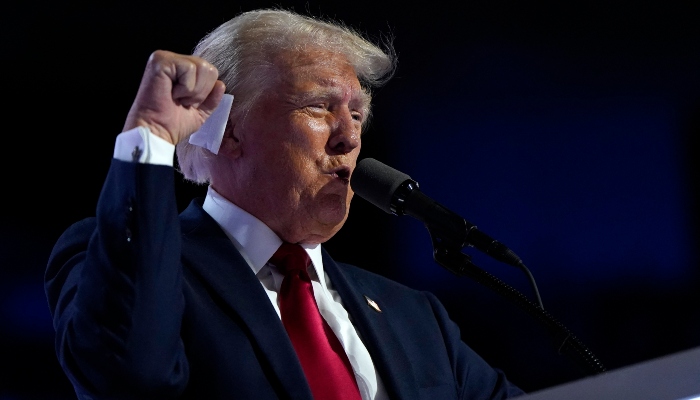 Republican presidential nominee and former US President Donald Trump gives his acceptance speech on Day 4 of the Republican National Convention (RNC), at the Fiserv Forum in Milwaukee, Wisconsin, US, on July 18, 2024. —Reuters