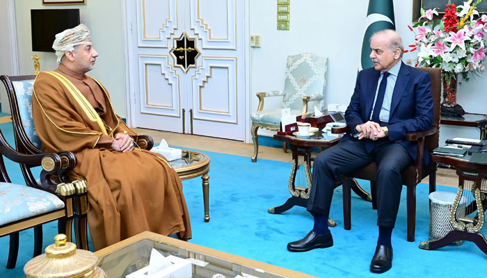 The ambassador of the Sultanate of Oman, Fahad Sulaiman Khalaf Al Kharusi, pays a courtesy call on Prime Minister Shehbaz Sharif on July 19, 2024. — PID