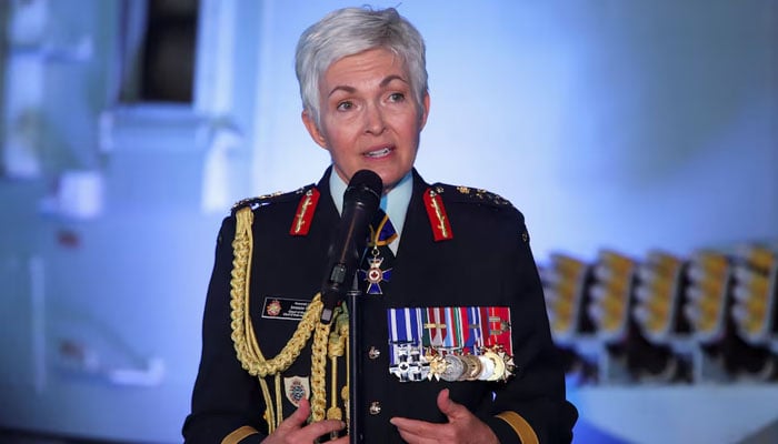 General Jennie Carignan speaks to reporters after a change of command ceremony where she replaced General Wayne Eyre as the Canadian Armed Forces new chief of defence staff, in Ottawa, Ontario, Canada July 18, 2024. — Reuters