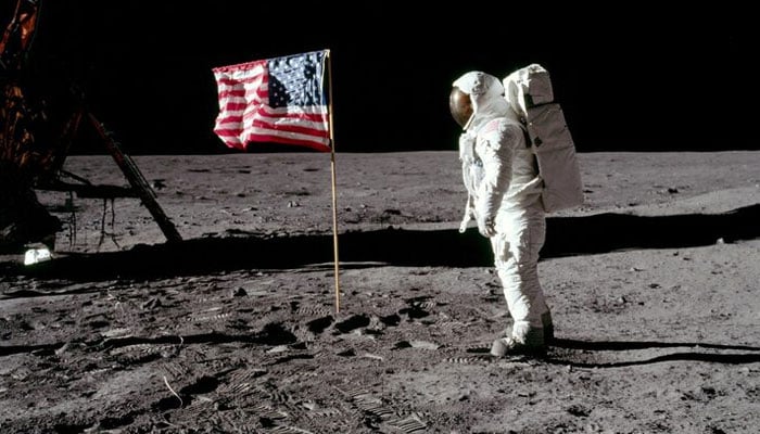 Astronaut Buzz Aldrin, lunar module pilot for Apollo 11, poses for a photograph beside the deployed US flag during an extravehicular activity (EVA) on the moon, July 20, 1969. — Reuters