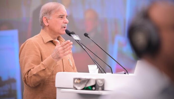 Prime Minister Shehbaz Sharif addresses the groundbreaking ceremony of Jinnah Medical Complex in Islamabad on July 21, 2024. — APP