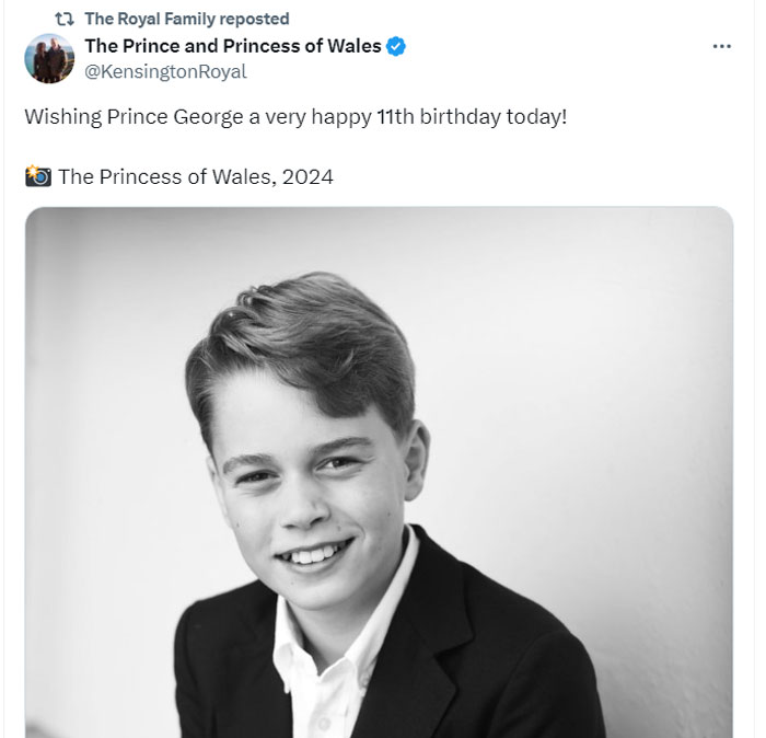 King Charles, Queen Camilla send sweet birthday wishes to Prince George